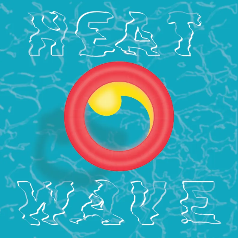 Social post: a pool float shaped like the Orci mark. “Heat wave.”