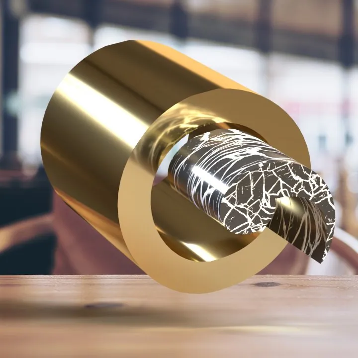 3D render: a gold ring with a marbled insert.