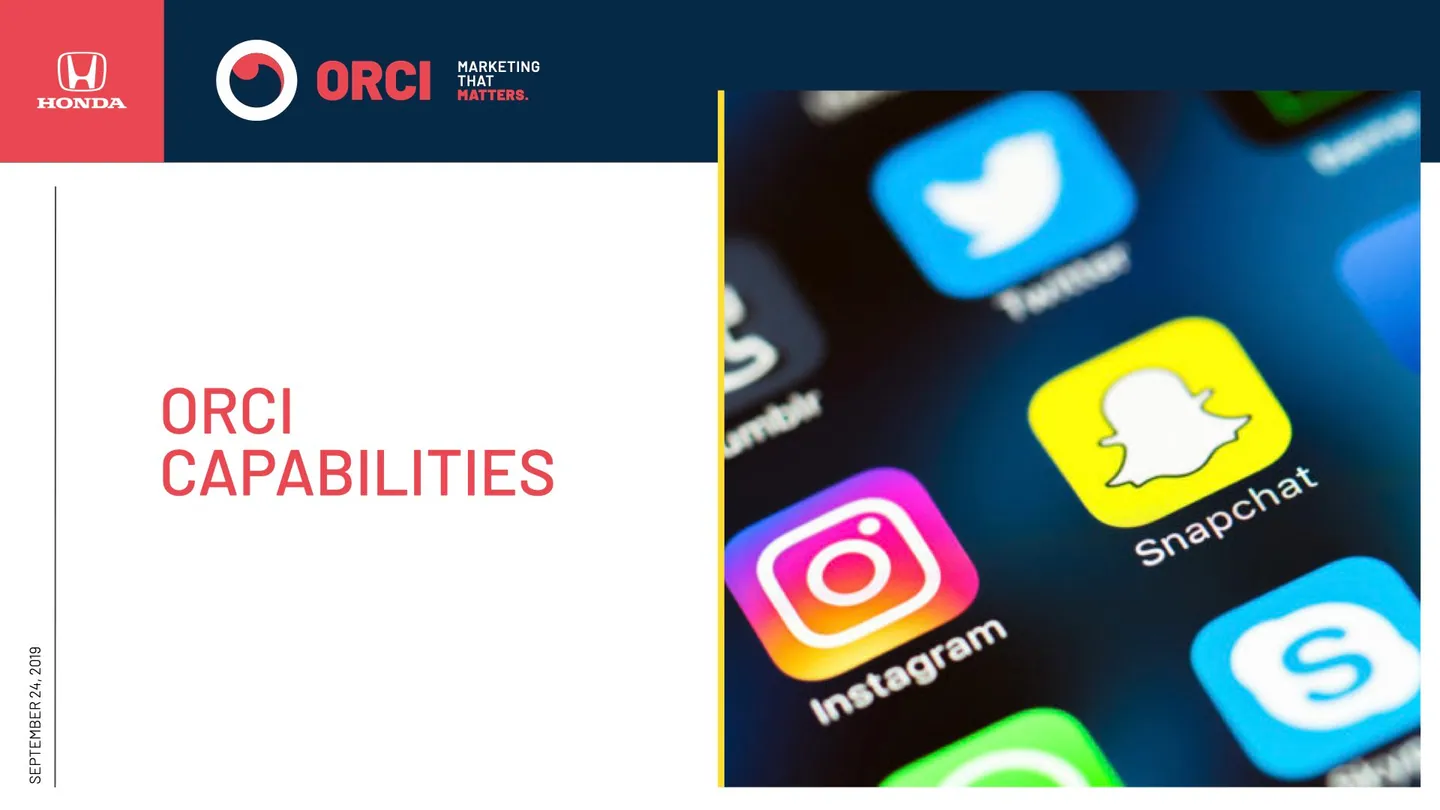 Presentation slide: Orci capabilities.