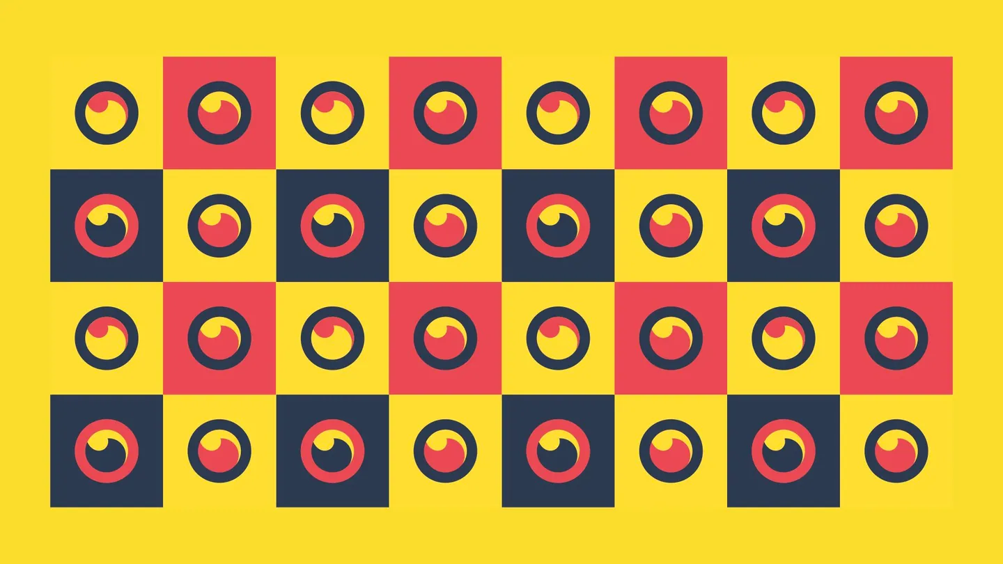 Presentation slide: grid of Orci marks on yellow, red and navy.