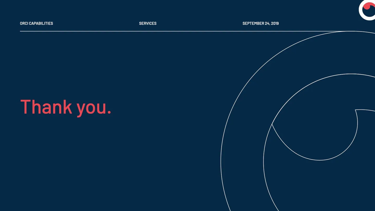 Presentation slide: “Thank you.” on navy.