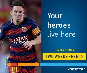 Banner: “Your heroes live here” with a soccer star.